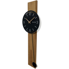 Drevené nástenné hodiny s kyvadlom Naturale 30cm Flexistyle z241oval, čierna